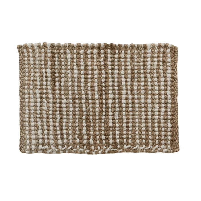 100% Jute Natural & White Door Mat