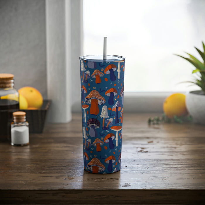 20 oz Skinny Steel Tumbler with Straw, Mushroom Lover Cup