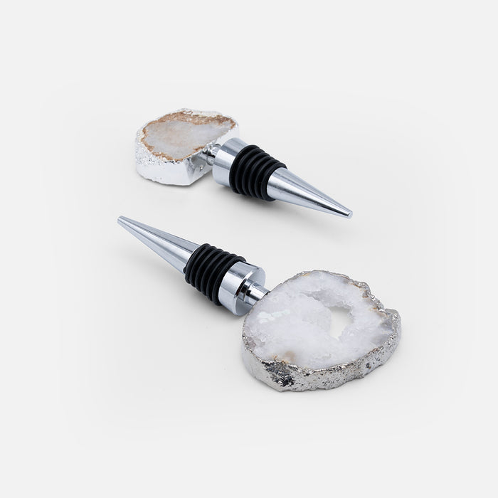 4 White Quartz Coasters & 2 Bottle Toppers