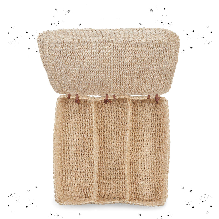 Abaca Woven Cutlery Box With a Lid in Cream