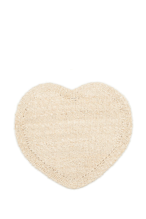 Abaca Woven Heart Placemat in Cream