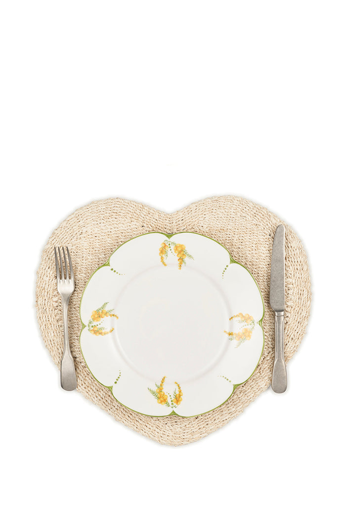Abaca Woven Heart Placemat in Cream
