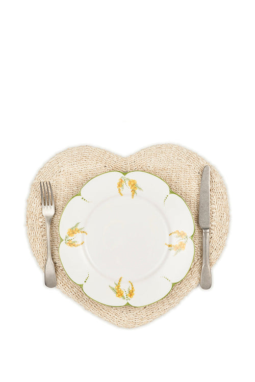 Abaca Woven Heart Placemat in Cream