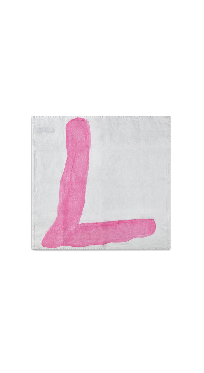 Alphabet Napkin 'L' in Rose Pink, 50x50cm