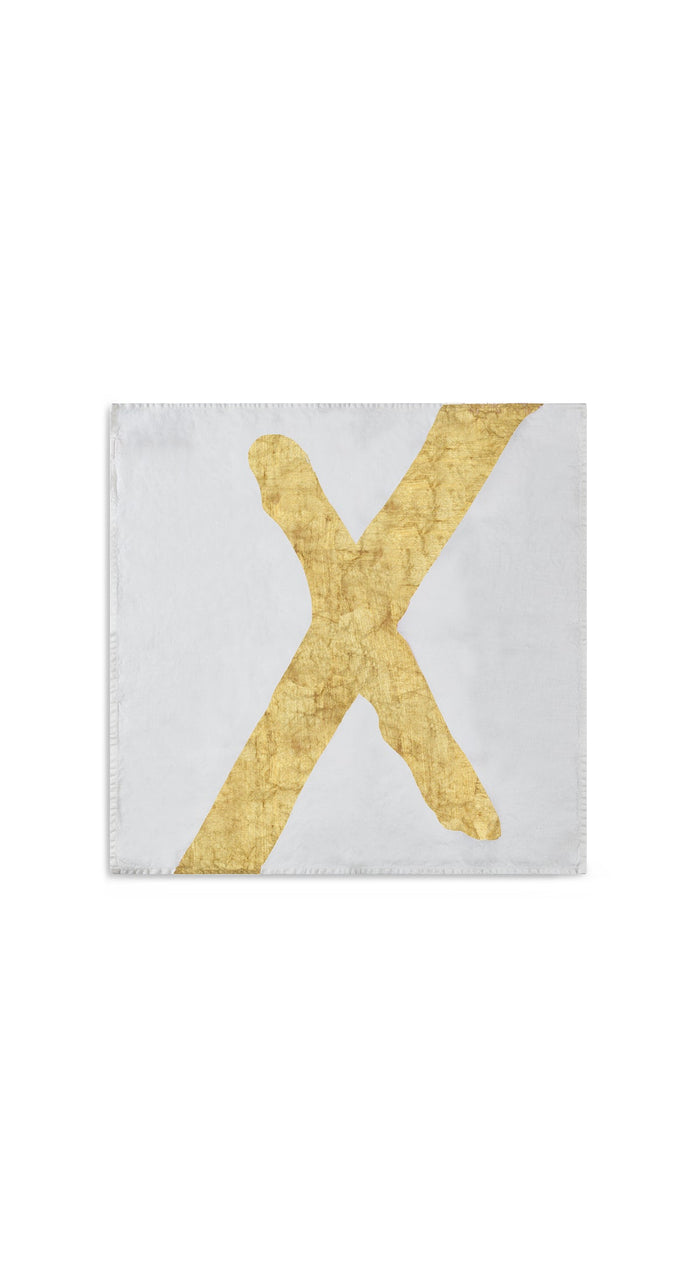 Alphabet Napkin 'X' in Gold, 50x50cm