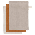 Amber And Natural Linen Bath Mitts Set of 3