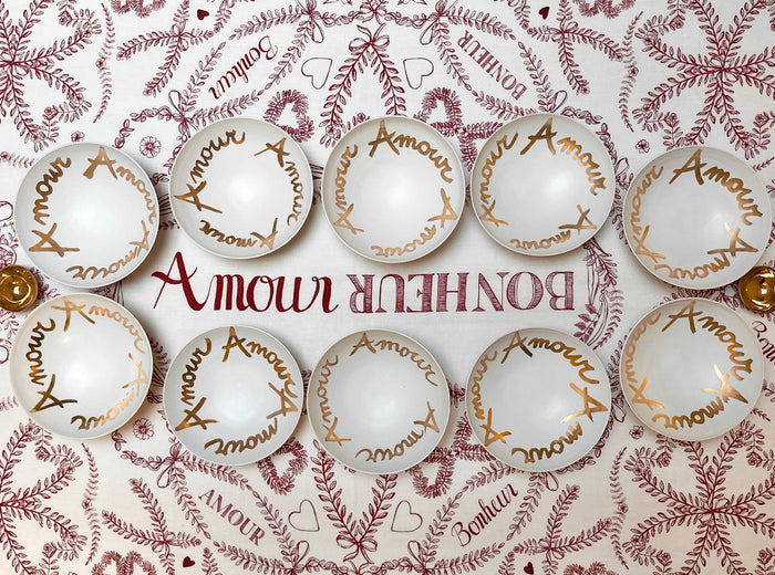 Amour Bonheur Porcelain Bowl in Matte Gold