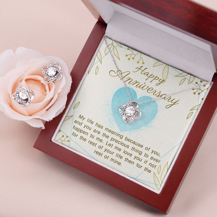 Anniversary Jewelry Gift Set for Her, Earrings & Necklace Love Knot Gift