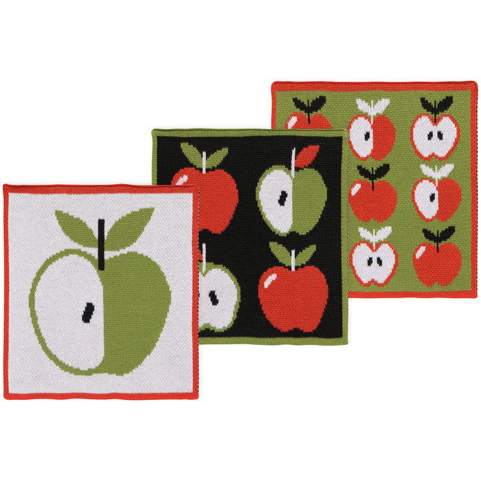 Apple a Day Knit Dishcloth Set of 3