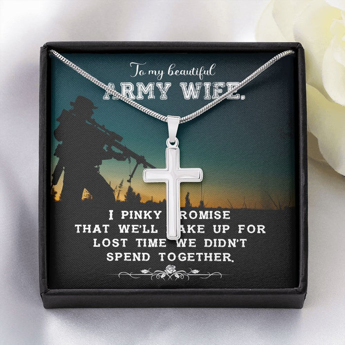 Army Wife Necklace Gift for Wife Cross Necklace, Anniversary Christmas Gift