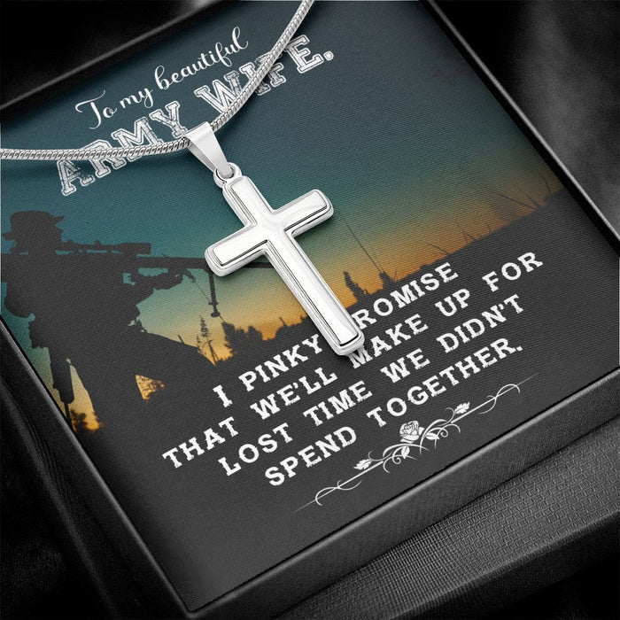 Army Wife Necklace Gift for Wife Cross Necklace, Anniversary Christmas Gift