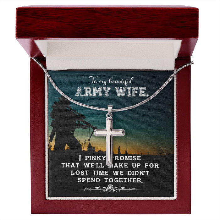 Army Wife Necklace Gift for Wife Cross Necklace, Anniversary Christmas Gift