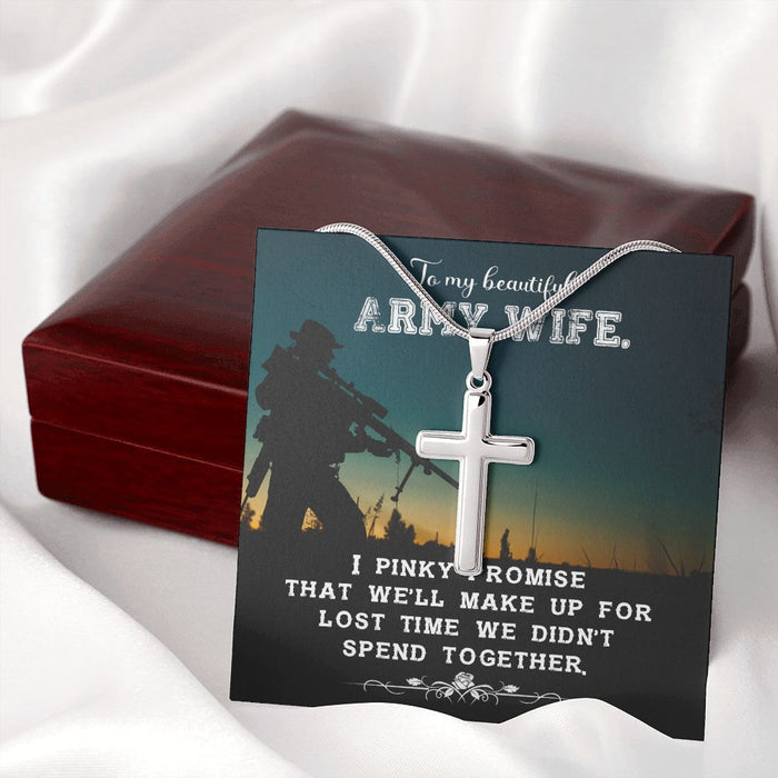 Army Wife Necklace Gift for Wife Cross Necklace, Anniversary Christmas Gift