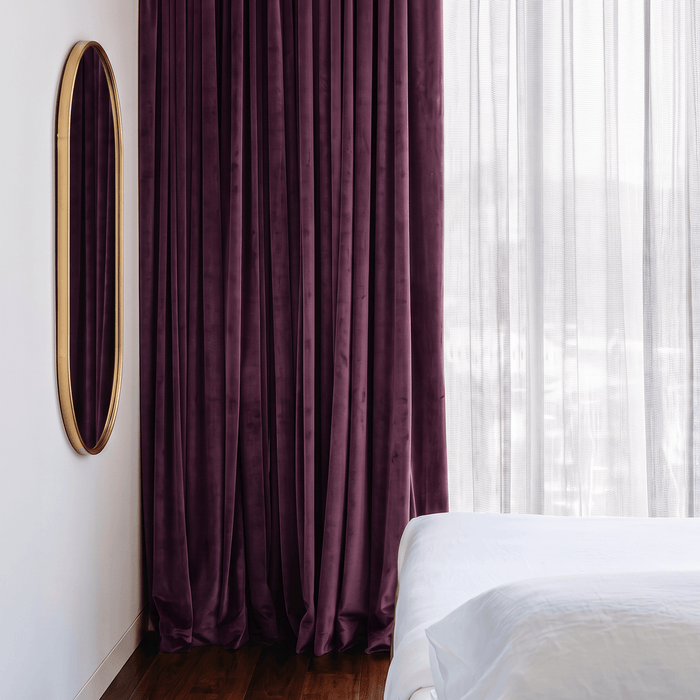 Aubergine Cotton Blend Velvet Fabric