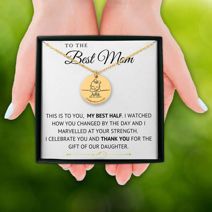 Baby Birth Details Necklace for Mom, Gifts for New Mom