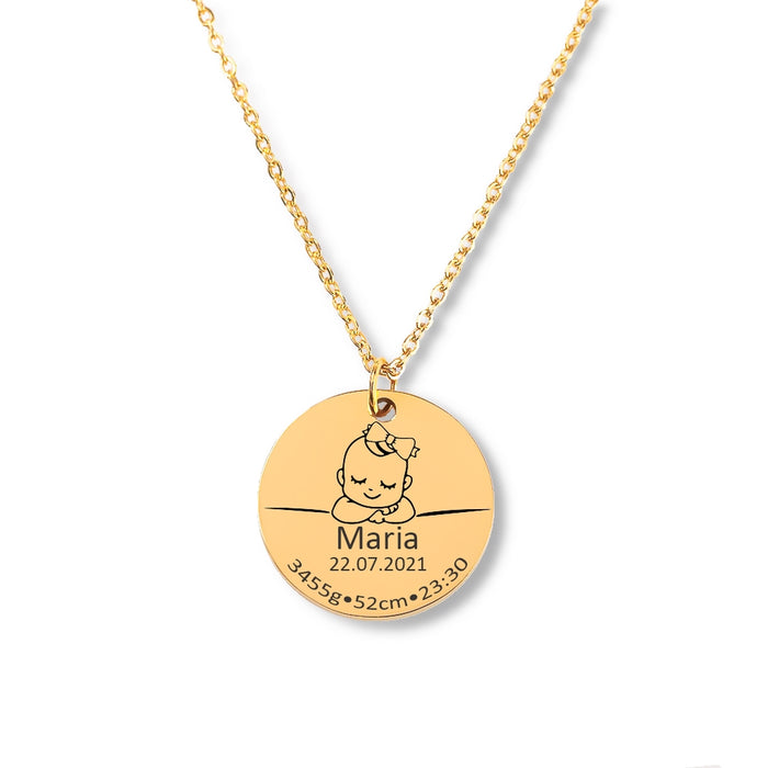 Baby Birth Details Necklace for Mom, Gifts for New Mom