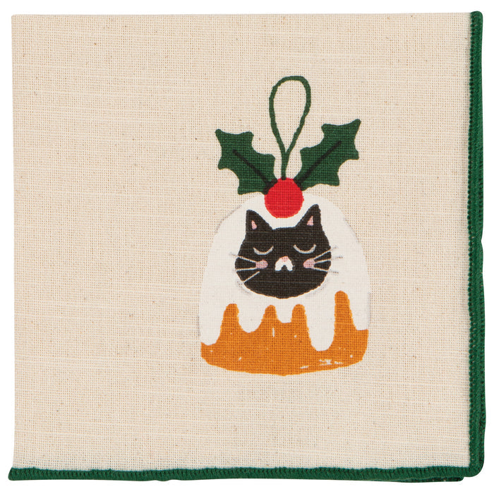 Bauble Cats Christmas Printed Cocktail Napkins Set of 4 Assorted