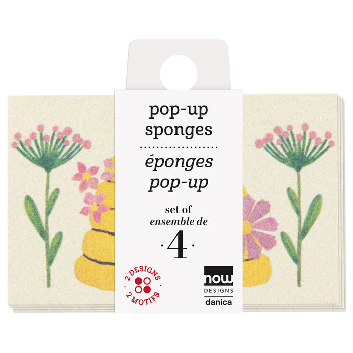 Bee Garden Pop Up Sponges Set of 4 Assorted