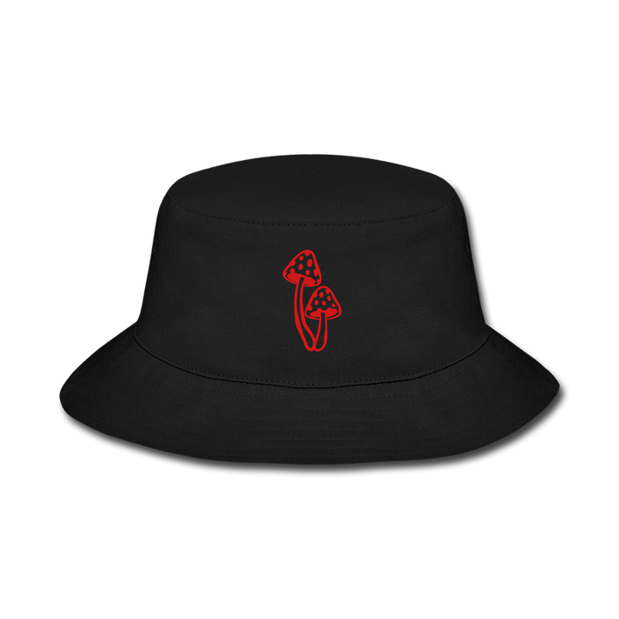 Beige Mushroom Bucket Hat - black