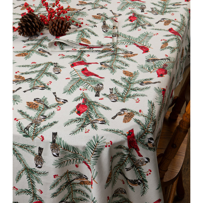 Birds & Boughs Christmas Tablecloth 60 X 90 inch