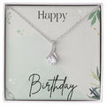 Birthday Necklace Gift for Her Cubic Zirconia White or Yellow Gold