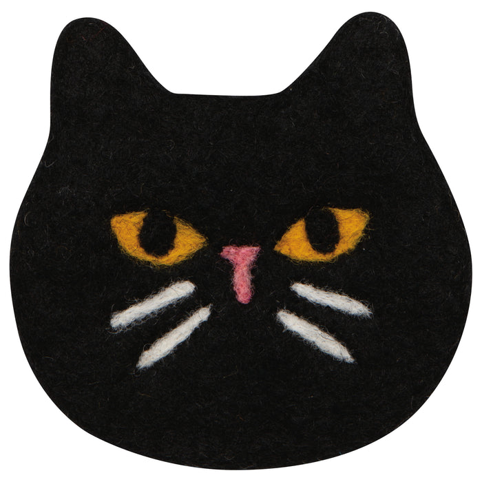 Black Cat Felt Coasters Set of 4