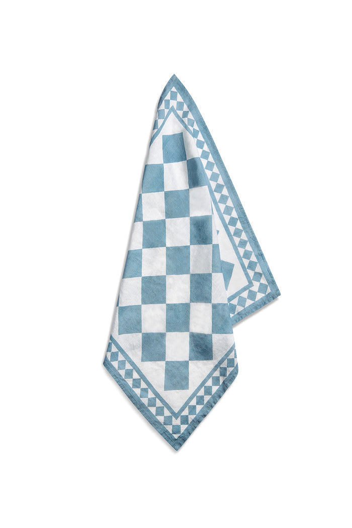 'Blue Check' Summerill & Bishop x Claridge's Linen Napkin, 50x50cm