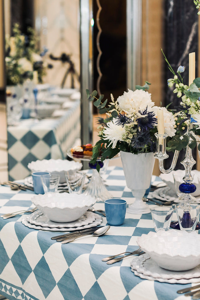'Blue Check' Summerill & Bishop x Claridge's Linen Napkin, 50x50cm