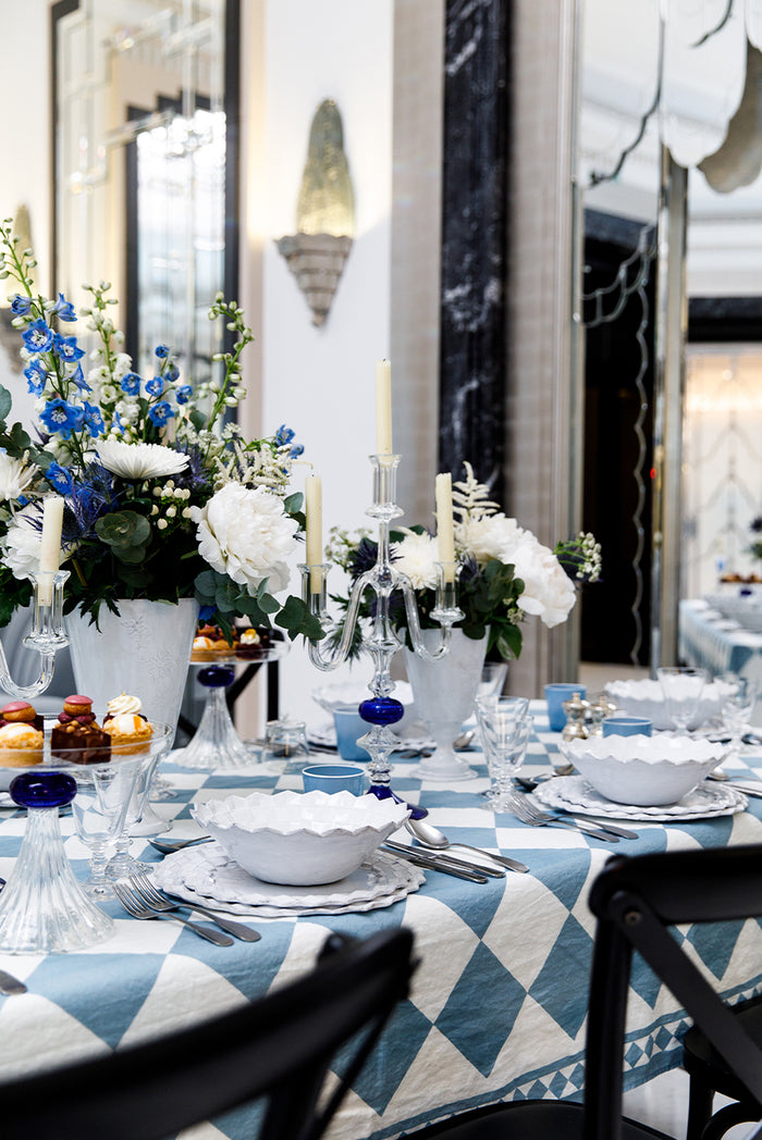 'Blue Check' Summerill & Bishop x Claridge's Linen Napkin, 50x50cm