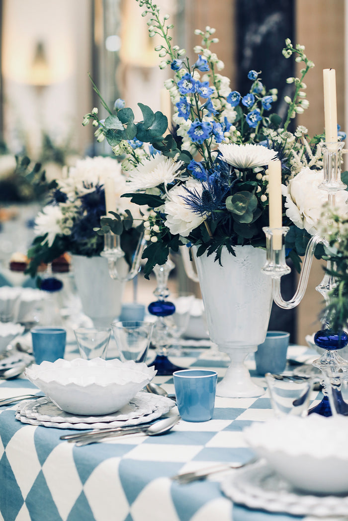 'Blue Check' Summerill & Bishop x Claridge's Linen Napkin, 50x50cm