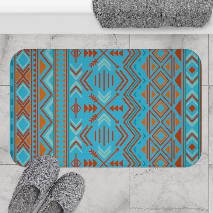 Blue Southwestern Bath Mat - Dakoda Goods & Co.