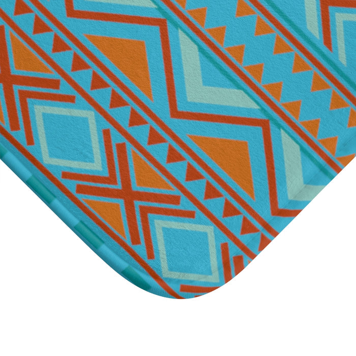 Blue Southwestern Bath Mat - Dakoda Goods & Co.