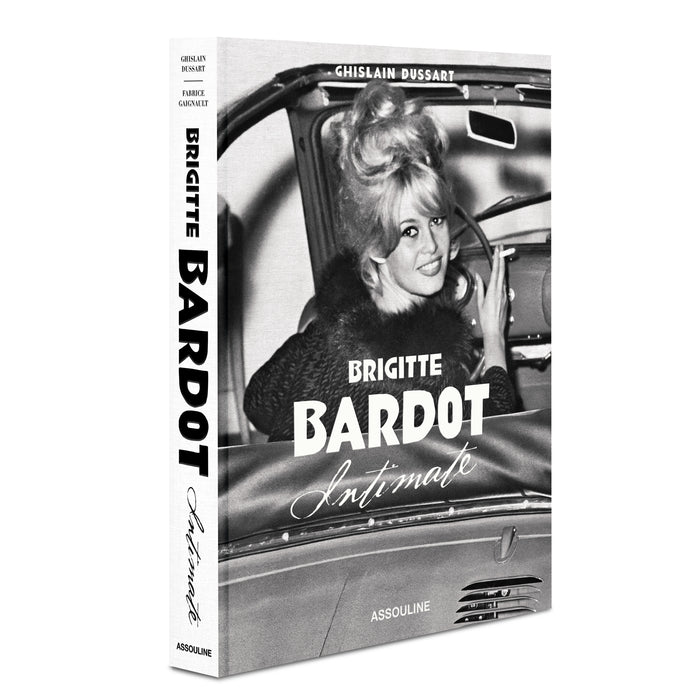 Book cover featuring Brigitte Bardot inside a car with black and white design.