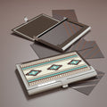 Business Card Holder Turquoise Diamonds Pattern