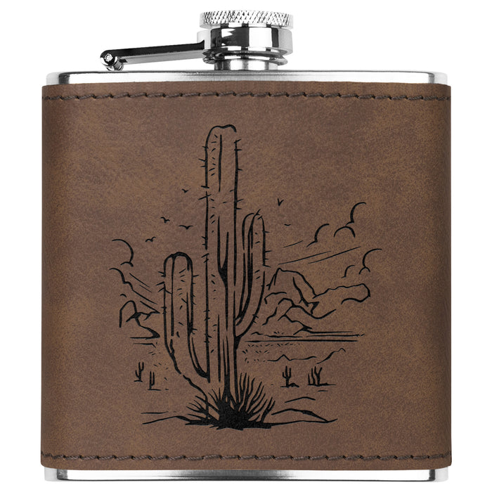 Cactus Style Flask Gifts Stainless Steel Leather Flask