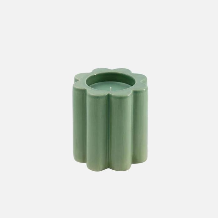 The Socialite Family Candela orange blossom scented candle in a green ceramic vessel, 240g, front view