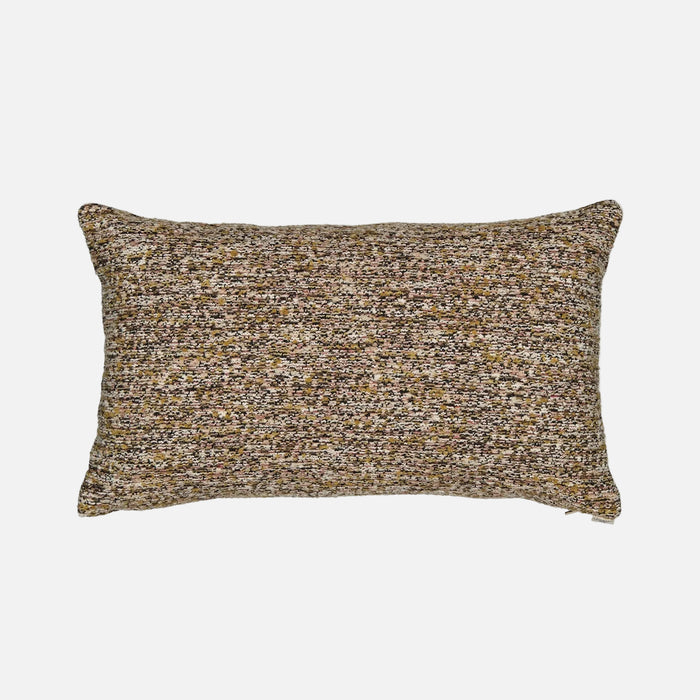 The Socialite Family Carino rectangular cushion in brown and green tweed-effect fabric, front view