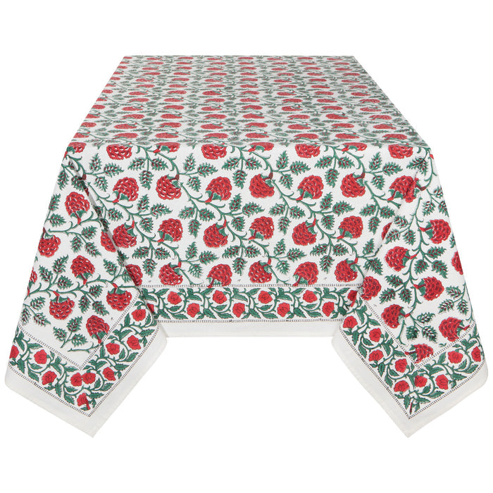 Carnation Block Print Tablecloth 60 x 90 inch