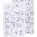 Cat Print London Gray Floursack Dishtowels Set of 2