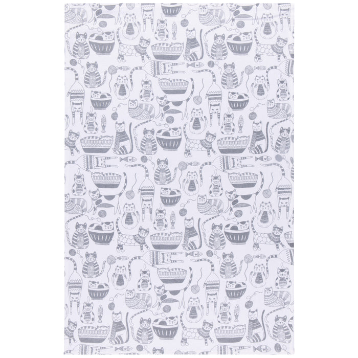 Cat Print London Gray Floursack Dishtowels Set of 2