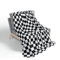 Checkered Blanket Black White Fleece Sherpa Blanket - Dakoda Goods & Co.