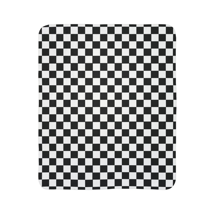 Checkered Blanket Black White Fleece Sherpa Blanket - Dakoda Goods & Co.
