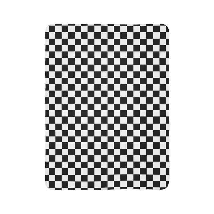 Checkered Blanket Black White Fleece Sherpa Blanket - Dakoda Goods & Co.