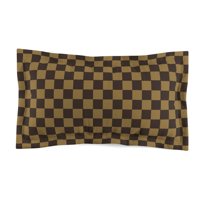Checkered Brown Beige Pillow Case, Microfiber Pillow Sham