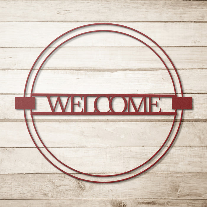 Circle Welcome Sign Steel Metal Indoor Outdoor Wall Decor