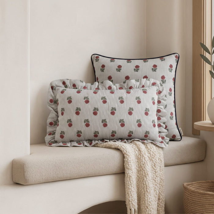 Claret Rose 50x50cm Piped Cushion