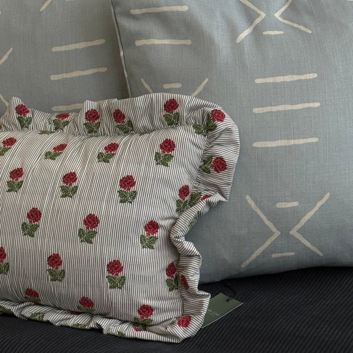 Claret Rose 60x35cm Ruffled Lumbar Cushion