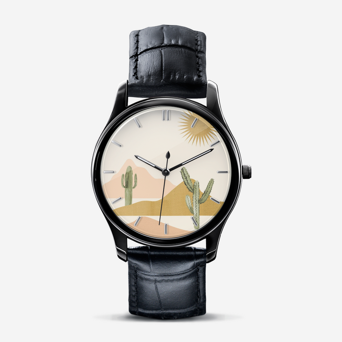 Classic Fashion Unisex Print Black Quartz Watch Desert Bohemian Theme - Dakoda Goods & Co.