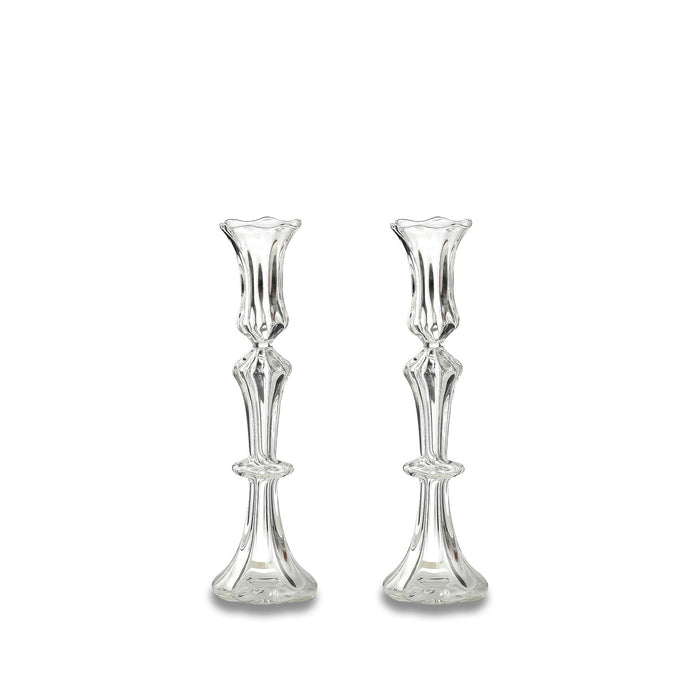 Clear Handblown Glass Candlestick, Small 23cm