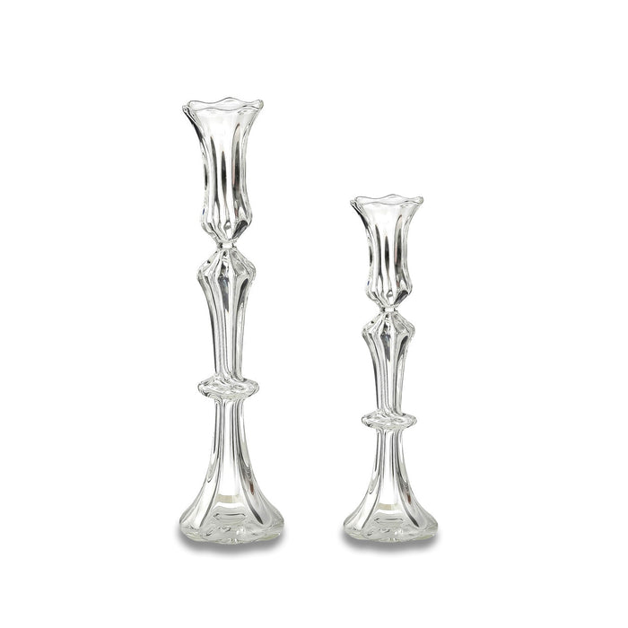 Clear Handblown Glass Candlestick, Small 23cm